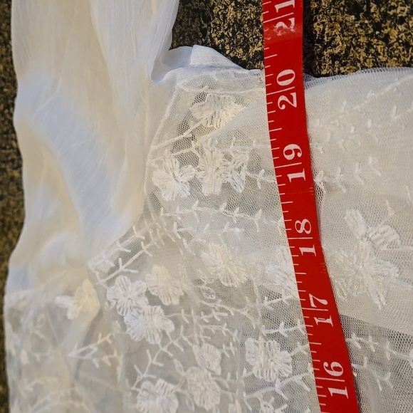 Floral Pattern White Lace Splicing Blouse, Open Front Cover Up Kimono Women 1X - Picture 5 of 13